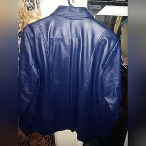 Blue dialogue leather coat